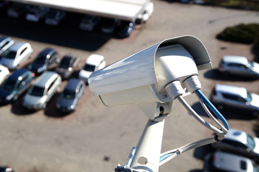 video surveillance in a work parking lot