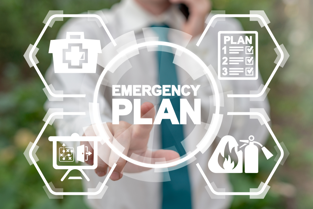 Emergency Preparedness Checklist Plan Business Evacuation Training concept.